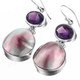 11/16" 925 Silver Pink Mother Of Pearl Amethyst Shell French Wires Earrings