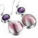 11/16" 925 Silver Pink Mother Of Pearl Amethyst Shell French Wires Earrings