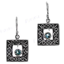 9/16" 925 Silver Blue Topaz French Wires Earrings