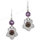 1" 925 Silver Amethyst Freshwater Pearl Mother Of Pearl Shell French Earrings