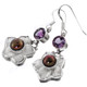 1" 925 Silver Amethyst Freshwater Pearl Mother Of Pearl Shell French Earrings
