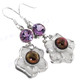 1" 925 Silver Amethyst Freshwater Pearl Mother Of Pearl Shell French Earrings