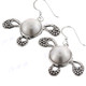 1 5/16" 925 Silver White Mabe Pearl French Wires Earrings