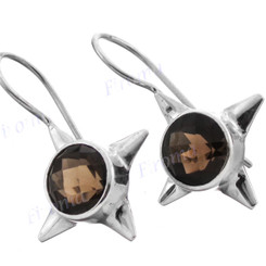 11/16" 925 Silver Smokey Quartz French Wires Earrings