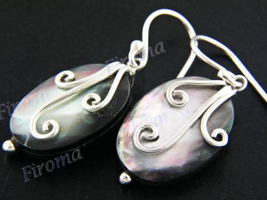 7/8" 925 Silver Mother Of Pearl Shell French Wires Earrings