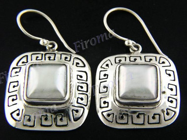 13/16" 925 Silver White Mabe Pearl French Wires Earrings