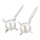 3/4" 925 Silver White Freshwater Biwa Pearl French Wires Earrings