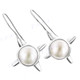 3/4" 925 Silver White Freshwater Biwa Pearl French Wires Earrings