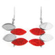 1 1/8" 925 Silver Red Coral French Wires Earrings