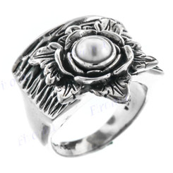 925 Silver White Biwa Pearl Face us 7 Ring