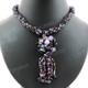 Seed Beads Amethyst Jasper 17" Champagne Peacock Necklace Pendant
