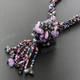 Seed Beads Amethyst Jasper 17" Champagne Peacock Necklace Pendant