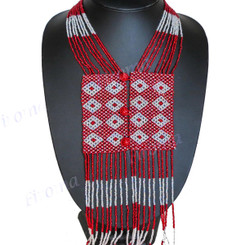 Seed Beads 25" Silver Red Necklace Bead
