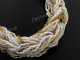 2mm Glass Seed Beads 22" Cream Gold Necklace