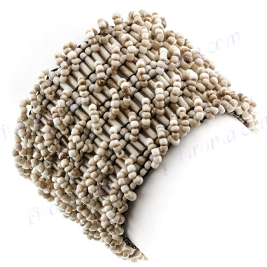 Seed Beads 7" Beige Khaki Bracelet