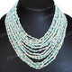 Glass Seed Beads 19" Turquoise Beige Necklace