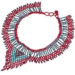 Seed Beads 15" Turquoise Red Necklace