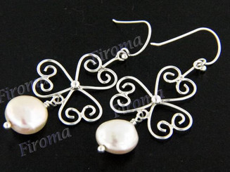 1 11/16" 925 Silver Gold Biwa Pearl French Wires Earrings