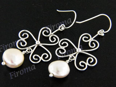 1 11/16" 925 Silver Gold Biwa Pearl French Wires Earrings