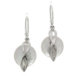 11/16" 925 Silver White Biwa Pearl French Wires Earrings