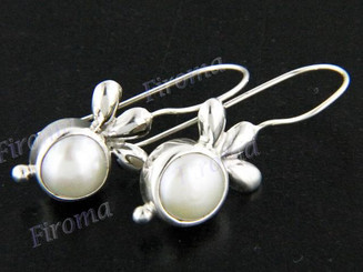11/16" 925 Silver White Biwa Pearl French Wires Earrings