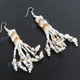 2 3/8" Seed Beads Crystal White Gold French Wires Earrings
