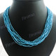 Glass Seed Beads 22" Clear Aqua Necklace