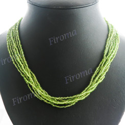 Glass Seed Beads 22" Clear Green Necklace