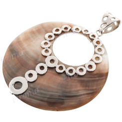 2 9/16" 925 Silver Mother Of Pearl Shell Iridescent Pendant