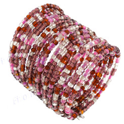 Glass Seed Beads 8" Bronze Purple Bangle Bracelet