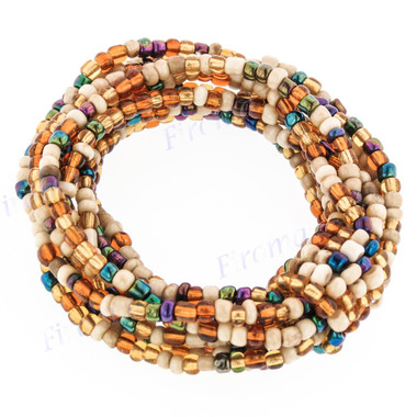 4mm Glass Seed Beads 7" Peacock Beige Bracelet