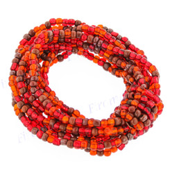 4mm Glass Seed Beads 7" Orange Brown Bracelet