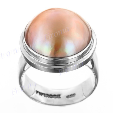 13/16" 925 Silver Gold Mabe Pearl Face us 6 Ring