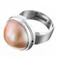 13/16" 925 Silver Gold Mabe Pearl Face us 6 Ring