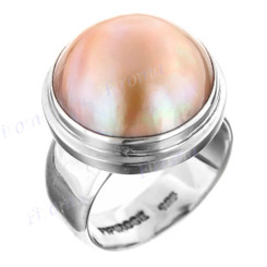 13/16" 925 Silver Gold Mabe Pearl Face us 6 Ring