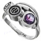 13/16" 925 Silver Amethyst Face us 6.5 Ring