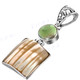 1 15/16" 925 Silver Gold Turbo Shell Green Biwa Pearl Pendant