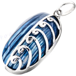 1 3/4" 925 Silver Blue Turbo Shell Pendant
