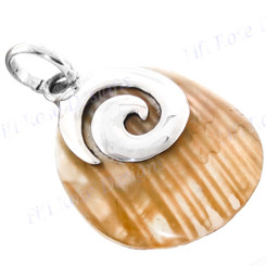 1 3/8" 925 Silver Gold Turbo Shell Pendant