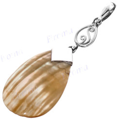 2 3/16" 925 Silver Gold Turbo Shell Teardrop Pendant