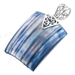 1 9/16" 925 Silver Blue Turbo Shell Pendant