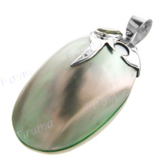 1 5/8" 925 Silver Peridot Aquamarine Abalone Shell Pendant
