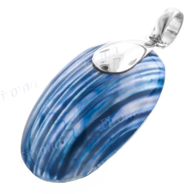 1 3/4" 925 Silver Blue Turbo Shell Pendant
