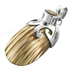 1 3/4" 925 Silver Gold Turbo Shell Citrine Pendant