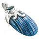1 3/4" 925 Silver Blue Turbo Shell Blue Topaz Pendant