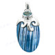 1 3/4" 925 Silver Blue Turbo Shell Blue Topaz Pendant