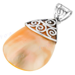 1 5/8" 925 Silver Gold Abalone Shell Teardrop Pendant