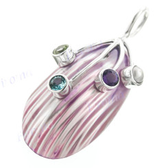 1 11/16" 925 Silver Blue Topaz Peridot Purple Turbo Shell Pendant