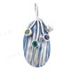 1 11/16" 925 Silver Blue Turbo Shell Blue Topaz Pearl Pendant