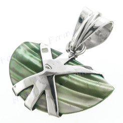 1" 925 Silver Green Turbo Shell Pendant